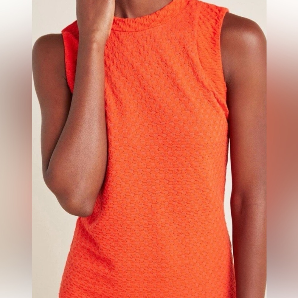 Maeve Anthropologie XL Sleeveless Orange Jacquard Textured Top High Neck